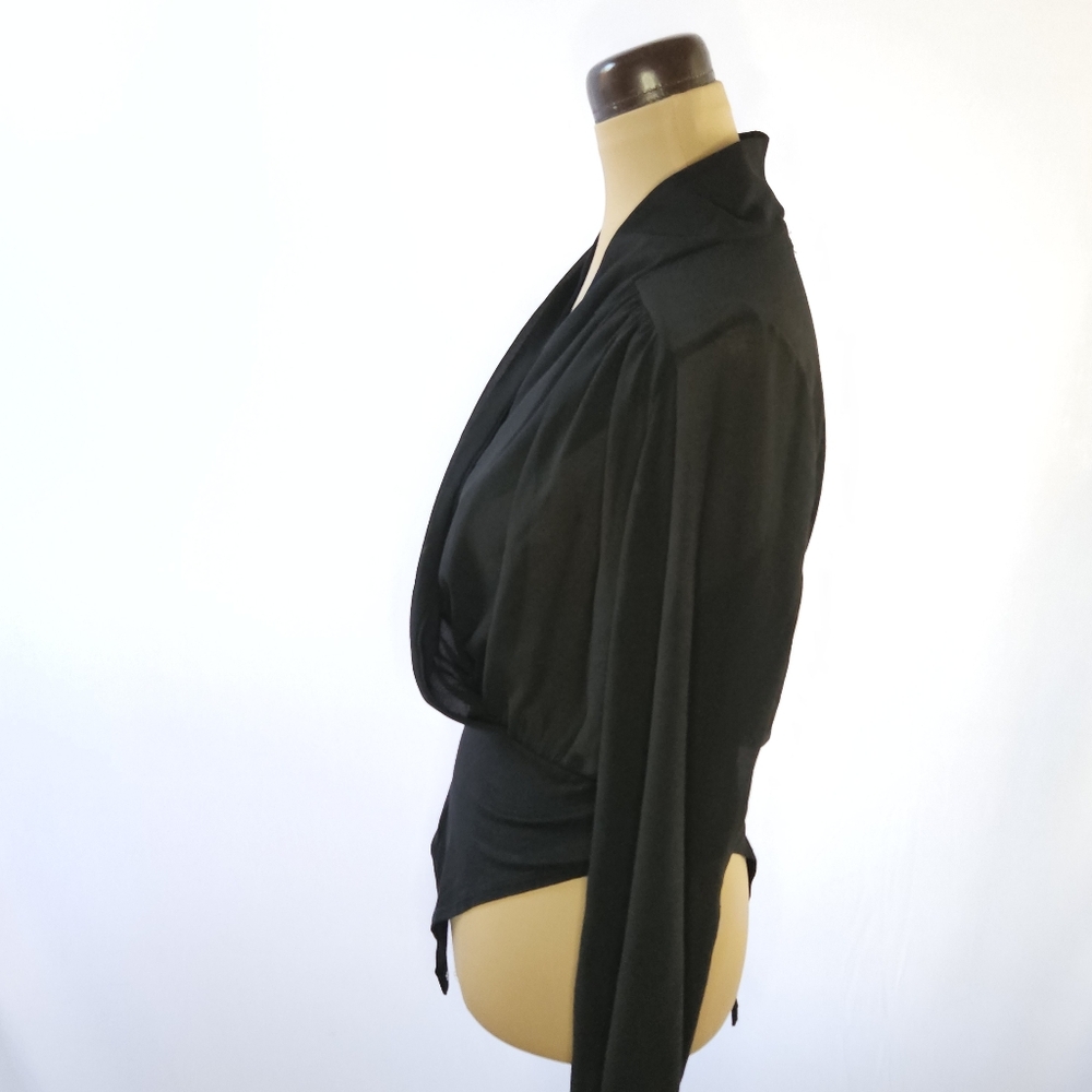 Ibiss Black Wrap V-Neck Long Sleeve Bodysuit - Picture 2 of 7